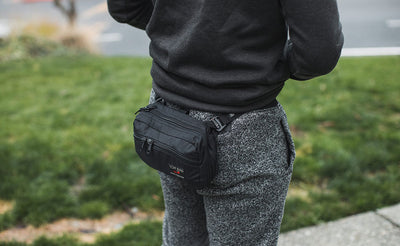  lifestyle ^^ A person using the HLT2 as a waist pack.