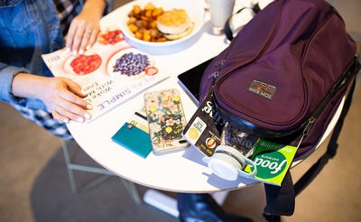 lifestyle visible^^A person sitting at a cafe with the Luminary 12.