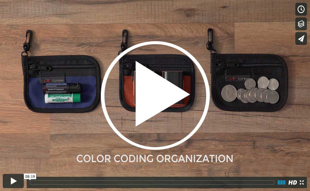 visible video^^Thumbnail for a video showcasing the various Organizer Pouches by TOM BIHN.