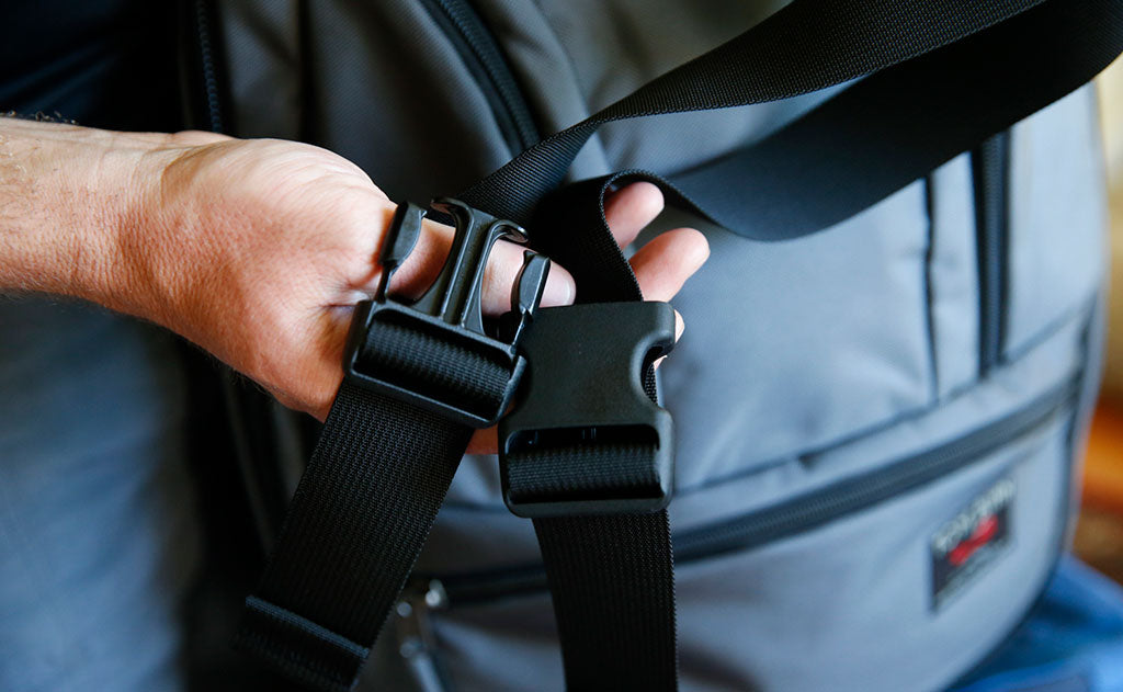detail visible ^^ A close up of the buckles on the Simple Rolling Luggage Strap.