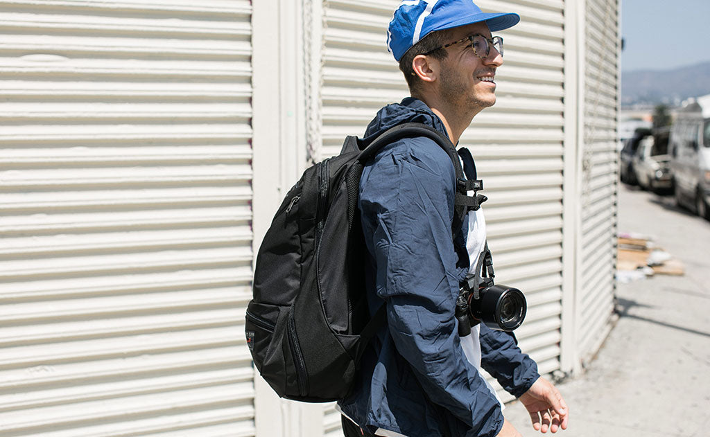 A photographer wearing the Synik 30.