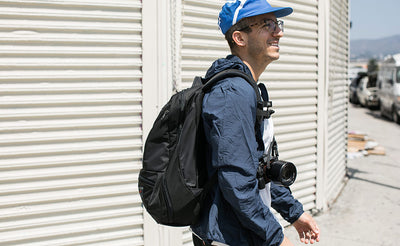 A photographer wearing the Synik 30.