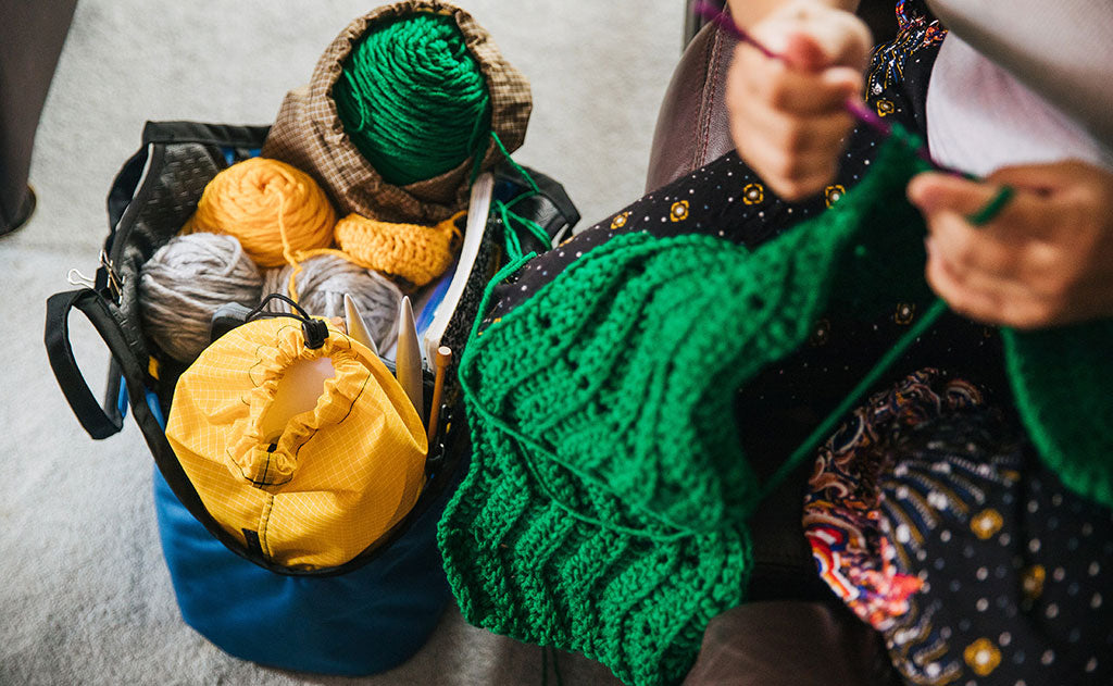 lifestyle visible^^Crocheting out of the Truckasana.