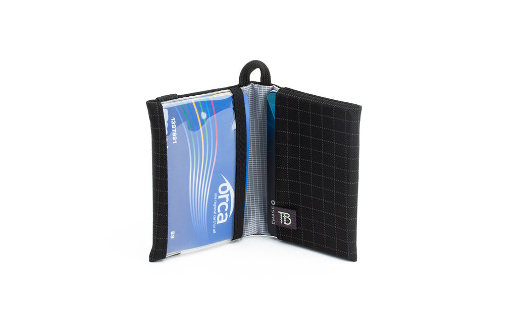 visible variant TB1280-BH^^The Size 4 Nik's Minimalist Wallet in Black (black with grey grid) 400 Halcyon.