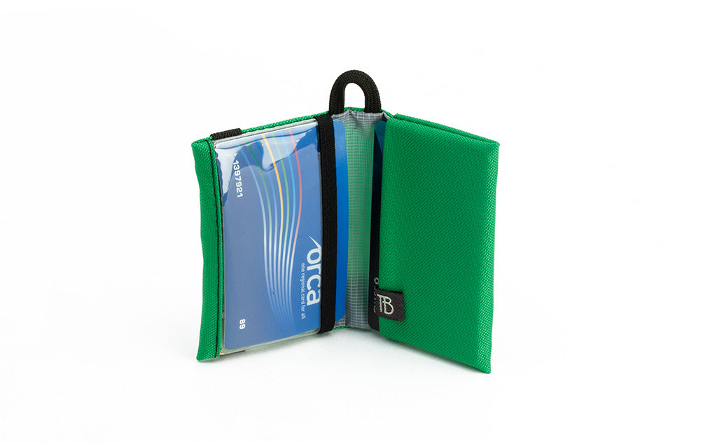 visible variant TB1280-GJ^^The Size 4 Nik's Minimalist Wallet in Grass (bright green) 210 Ballistic.
