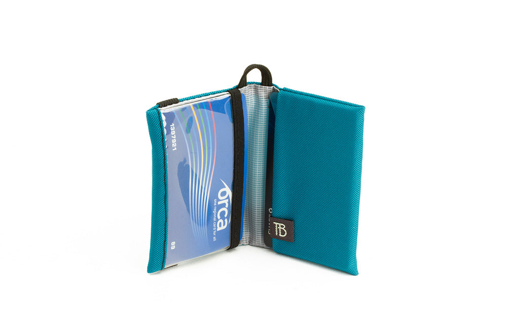 visible variant TB1280-VJ^^The Size 4 Nik's Minimalist Wallet in Virdian (blue-green) 210 Ballistic.